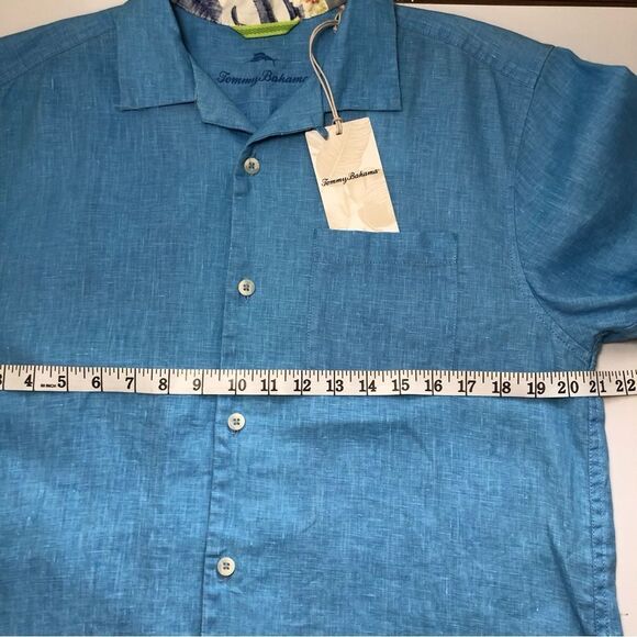 TOMMY BAHAMA SEA GLASS CAMP SHIRT IN BLUE YONDER Linen Men’s Size Small NWT - Picture 8 of 9